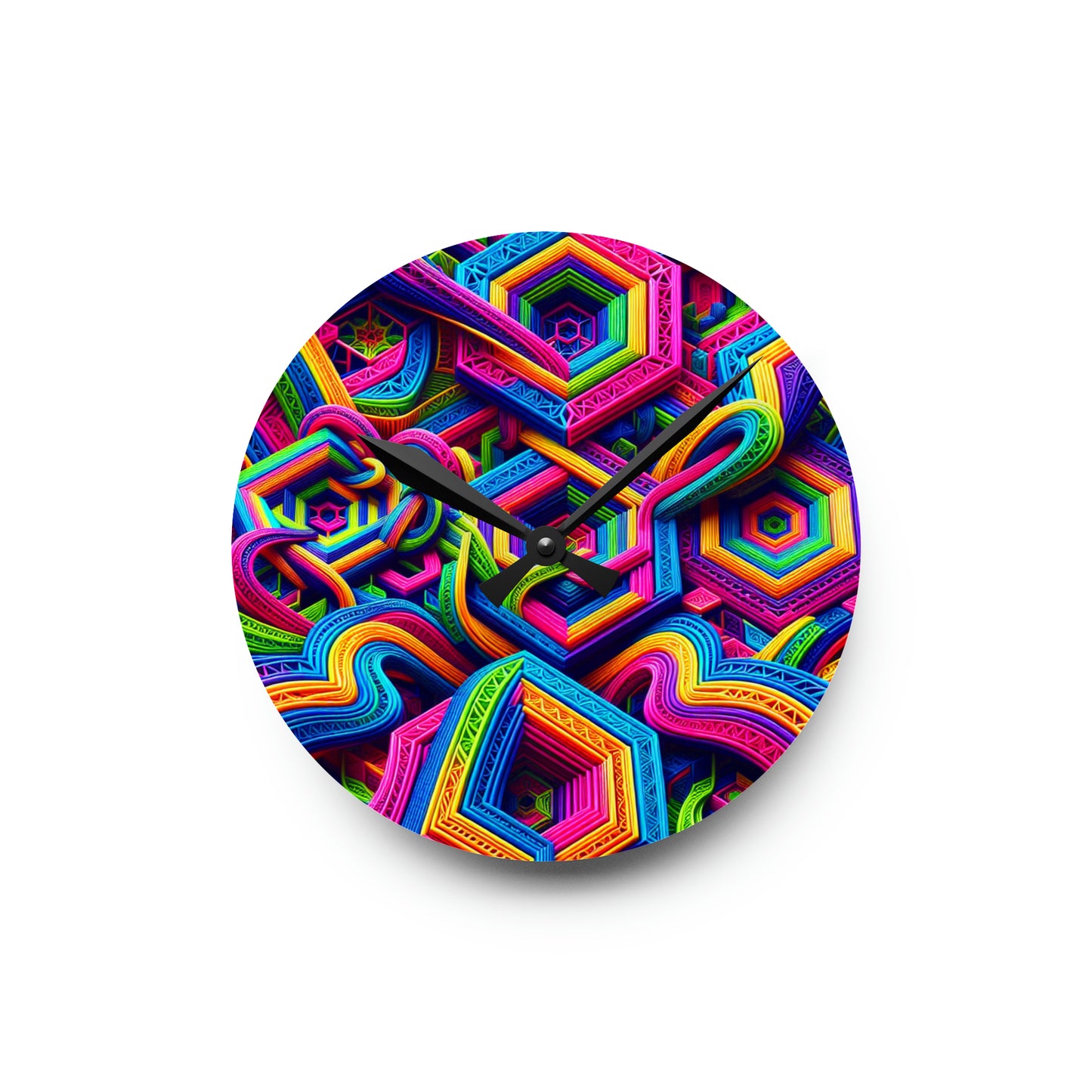 Neon Infinity Splatter Infinity Patterns Art Acrylic Clock