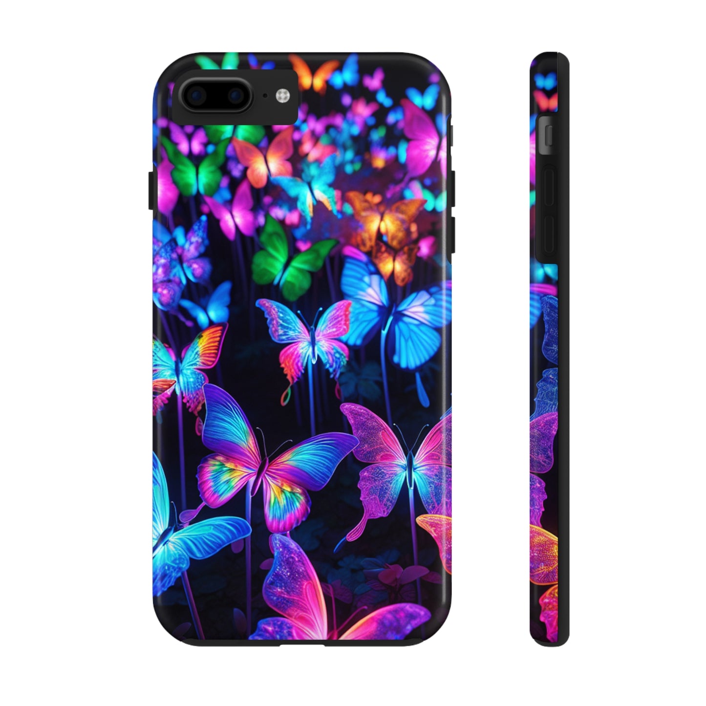 "Neon Flutterby Lights" NEON Butterflies Tough Phone Case
