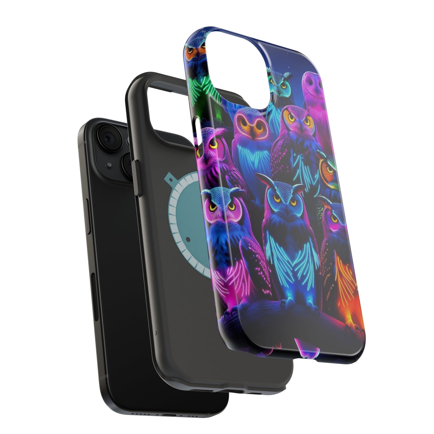 Neon Nocturne Owls. Neon Owls Premium Art Magsafe Magnet Tough IPhone 13 14 15 Pro Plus Max and Mini in Matte and Glossy Phone cases