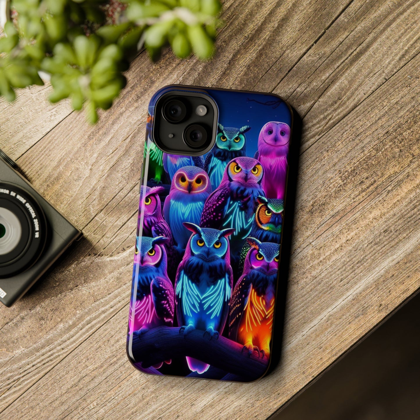 Neon Nocturne Owls. Neon Owls Premium Art Magsafe Magnet Tough IPhone 13 14 15 Pro Plus Max and Mini in Matte and Glossy Phone cases