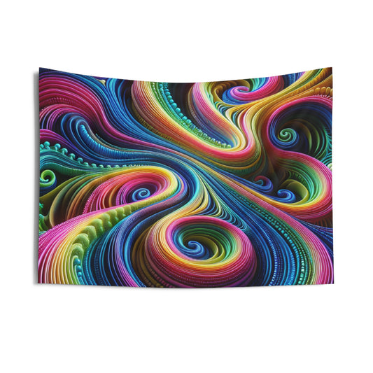 Vortex of Neon Radiance Infinity Patterns Art Tapestry