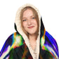 "Infinite Vibrance" - NEON Infinity Patterns Art Hooded Snuggle Blanket