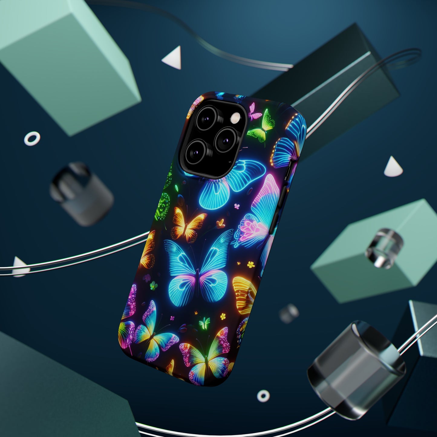 Luminous Butterfly Radiance Neon Butterflies Premium Art Magsafe Magnet Tough IPhone 13 14 15 Pro Plus Max and Mini in Matte and Glossy Phone cases