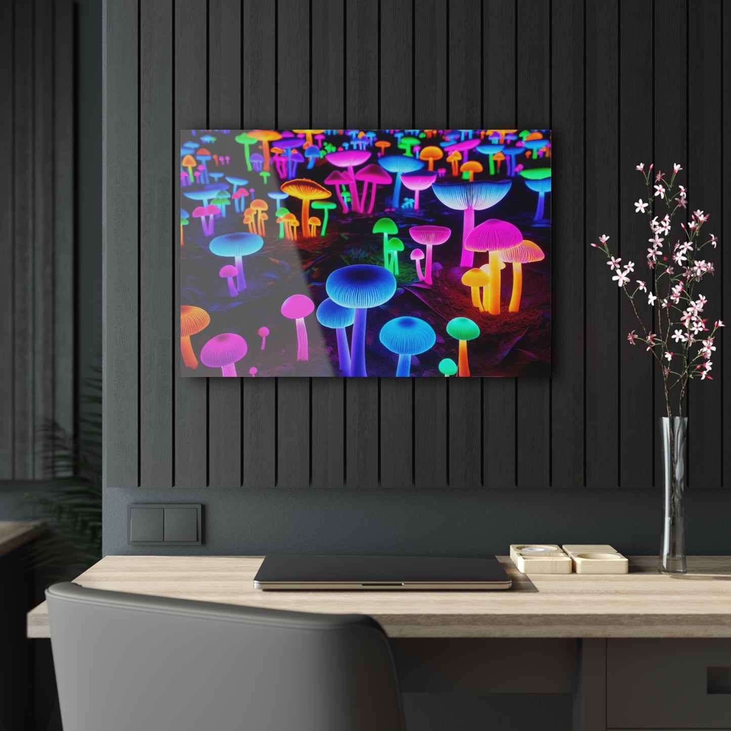 Neon Fungi Vibes. Mushrooms 1/4" Glossy Acrylic Art
