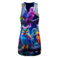 Vibrant Neon Nocturnal Olwes Neon Owls Racerback Dress