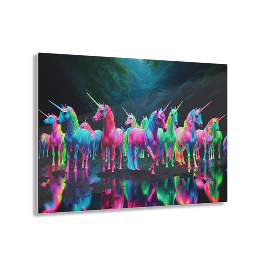 "Fantastical Flash of Unicorns" NEON Unocrons Art 1/4" Glossy Acrylic Art