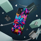 "Neon Tie-Dye Garden" Neon Butterflies and Mushrooms Premium Art Magsafe Magnet Tough IPhone 13 14 15 Pro Plus Max and Mini in Matte and Glossy Phone cases