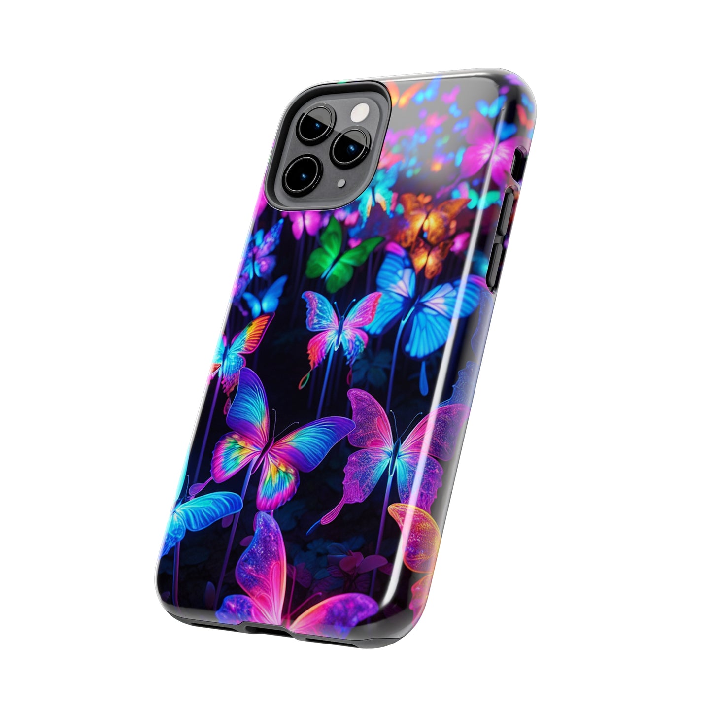 "Neon Flutterby Lights" NEON Butterflies Tough Phone Case