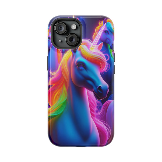 Neon Nighthorn Pride Neon Unicorns Premium Art Magsafe Magnet Tough IPhone 13 14 15 Pro Plus Max and Mini in Matte and Glossy Phone cases