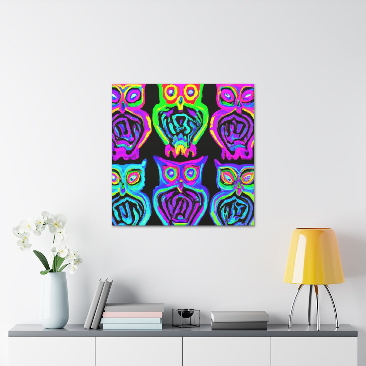 Neon Night Owls. NEON Owls Art Canvas