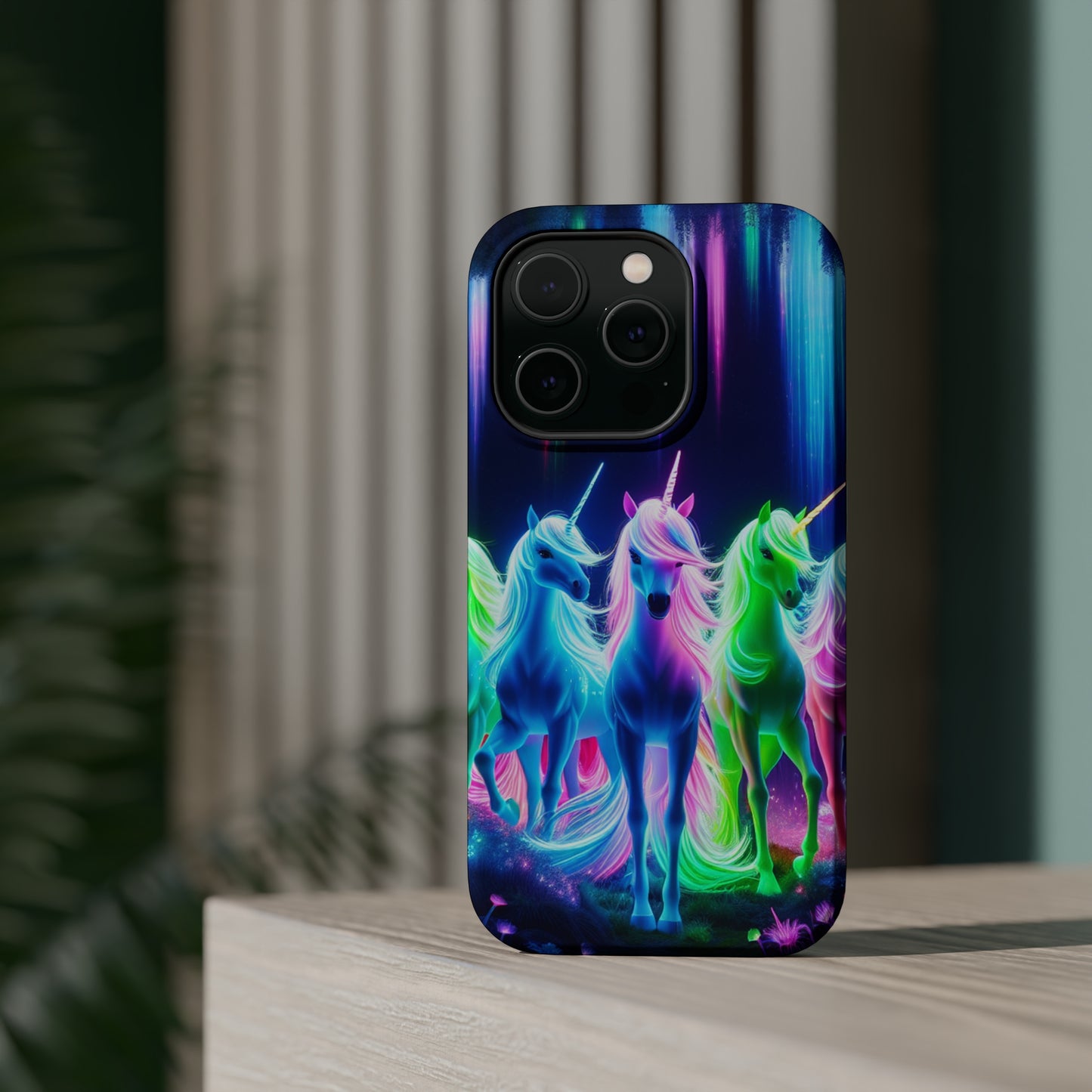 Neon Unicorn Pods. Neon Unicorns Premium Art Magsafe Magnet Tough IPhone 13 14 15 Pro Plus Max and Mini in Matte and Glossy Phone cases
