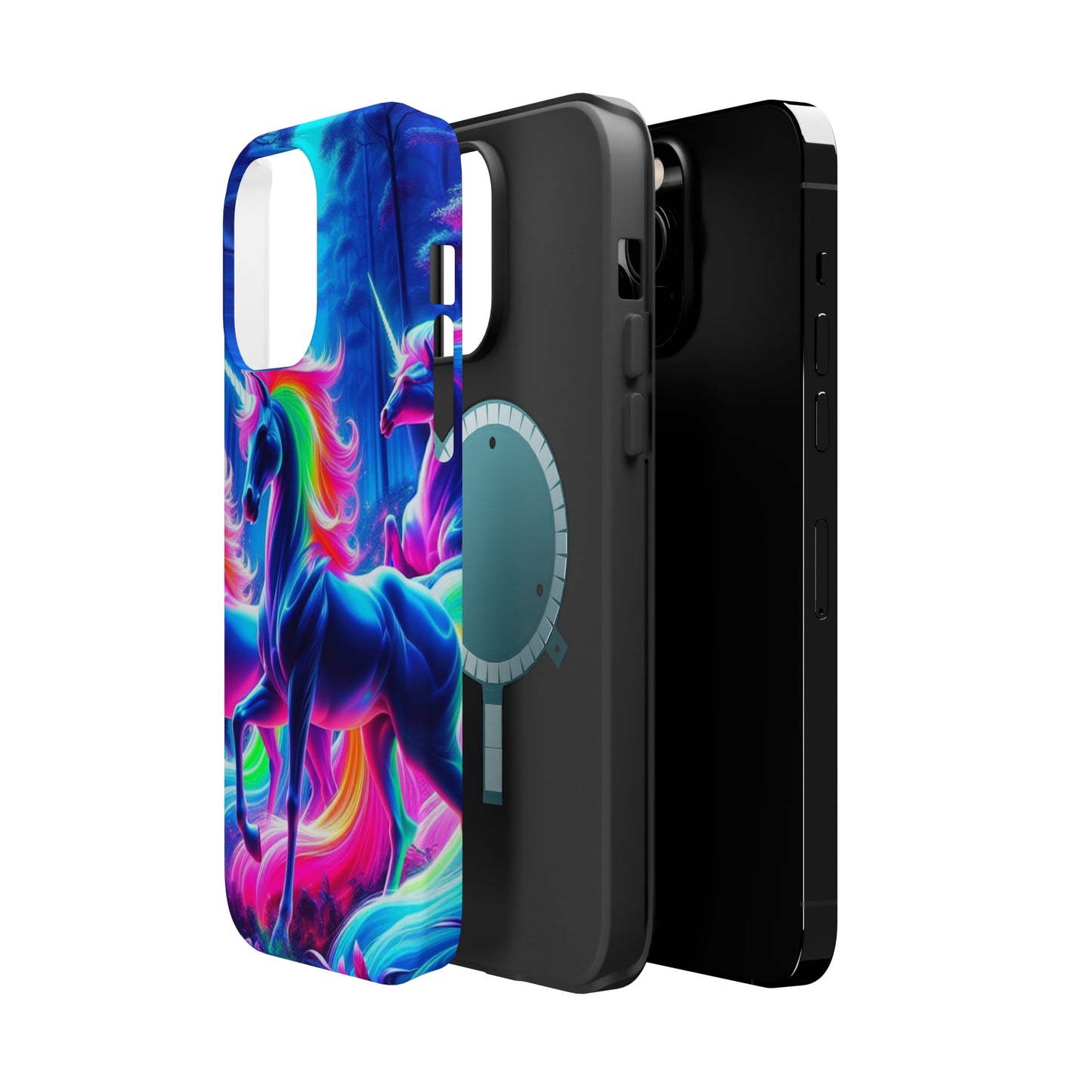 NeonNocturnals Neon Unicorns Premium Art Magsafe Magnet Tough IPhone 13 14 15 Pro Plus Max and Mini in Matte and Glossy Phone cases