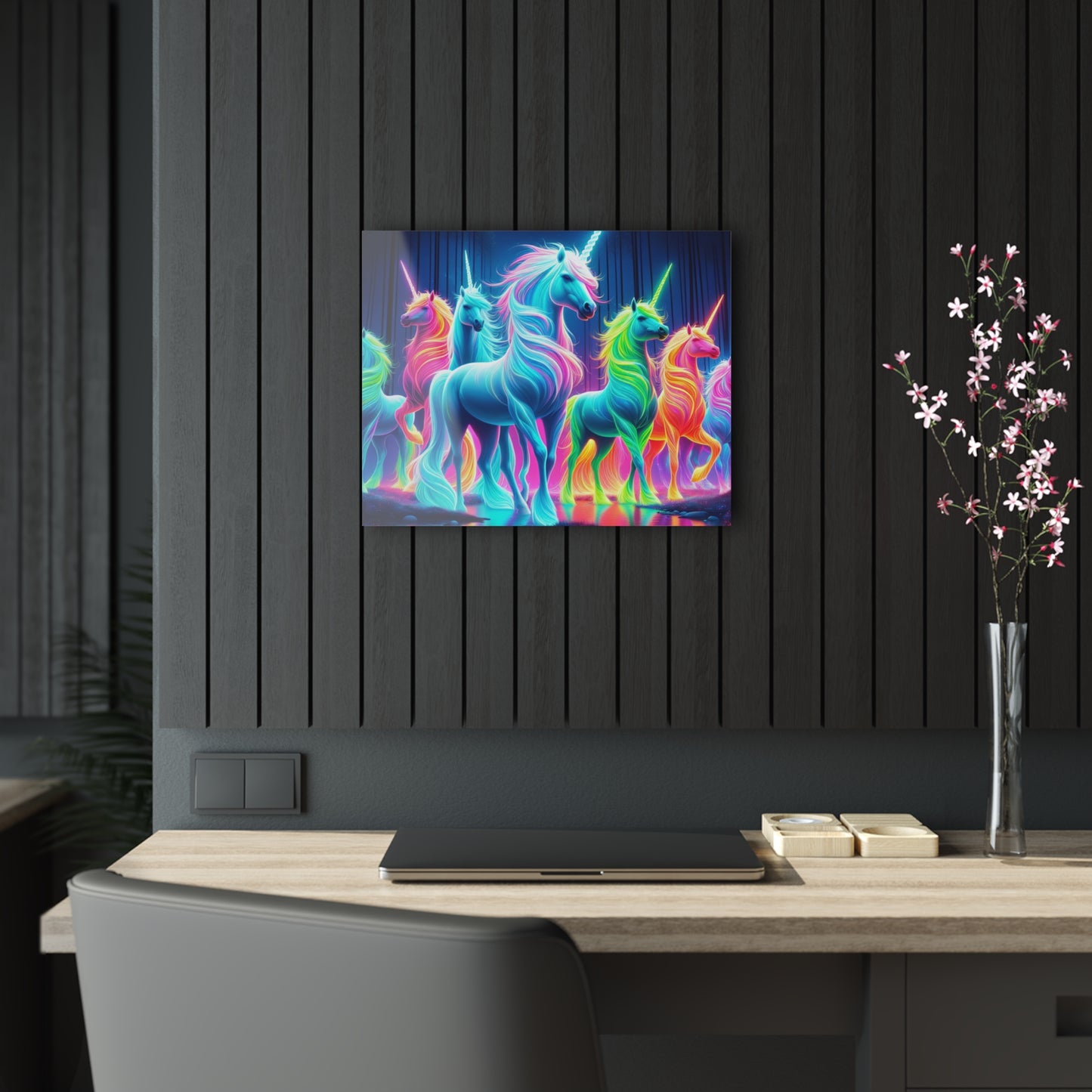 Neon Mystical Unicorns NEON Unocrons Art 1/4" Glossy Acrylic Art