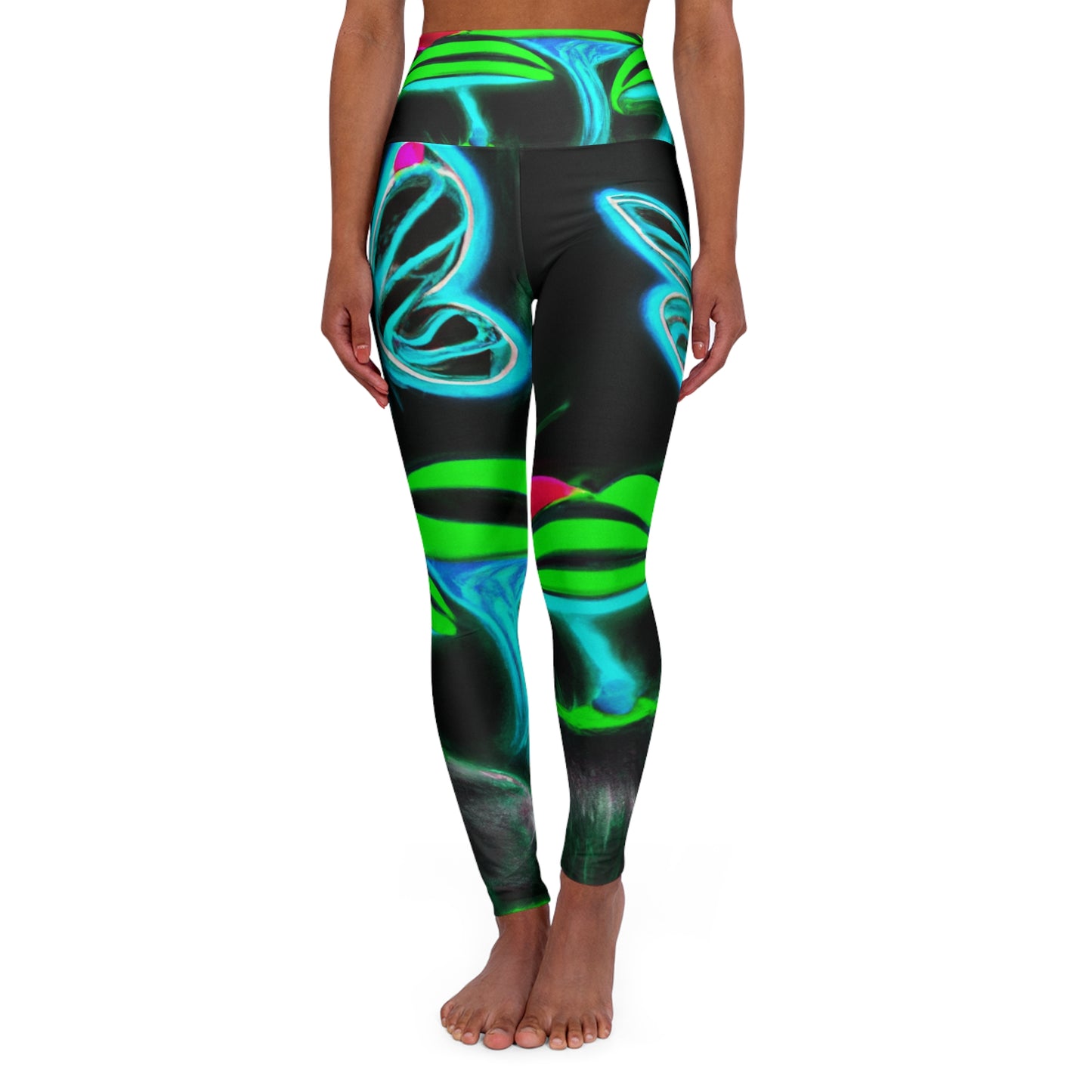 Neon Nightlife Splendor - Mushrooms & Butterflies Leggings