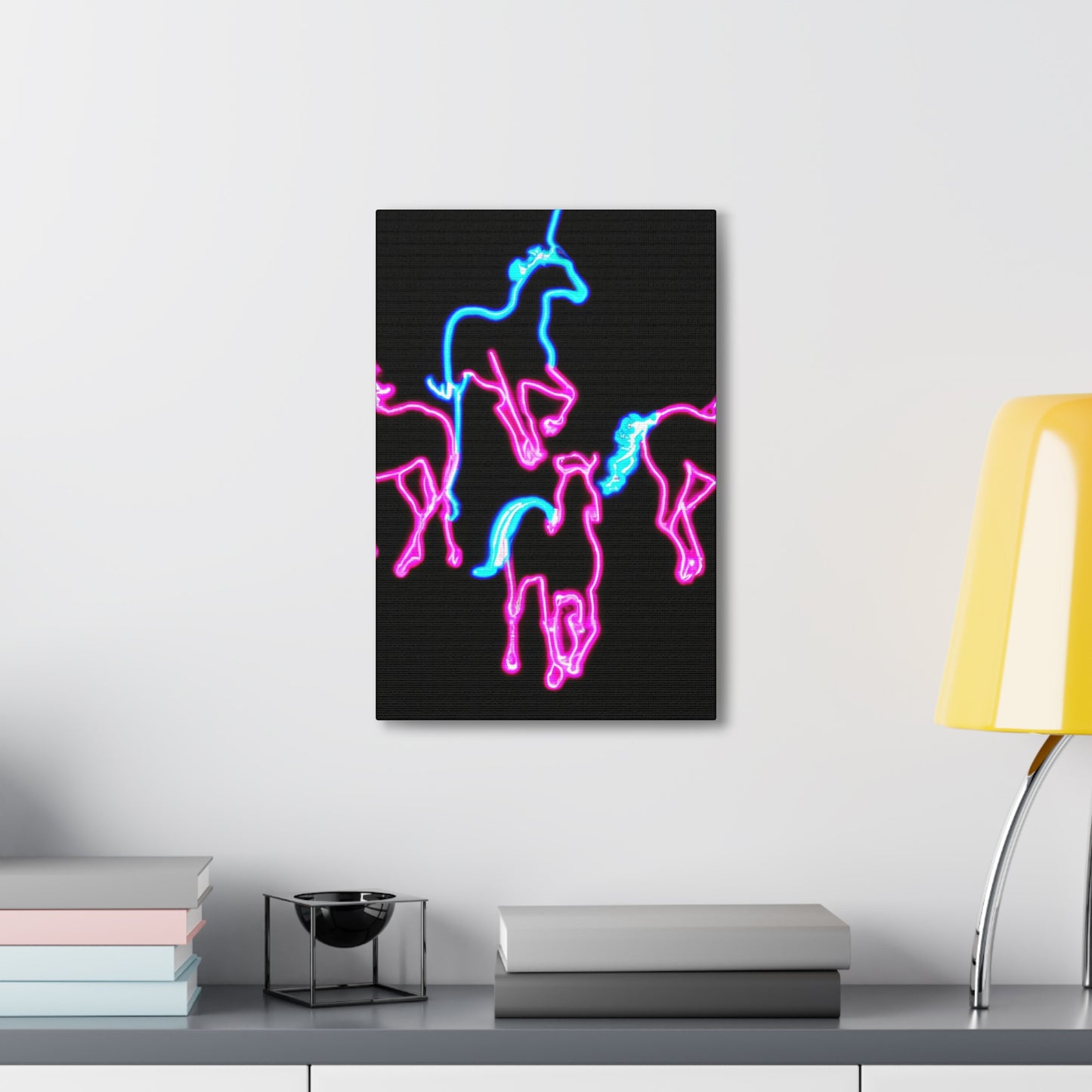 "Enchanted Fluorescence" NEON Unicorns Art Canvas