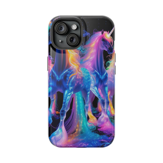 Neon Unicorn Bliss Neon Unicorns Premium Art Magsafe Magnet Tough IPhone 13 14 15 Pro Plus Max and Mini in Matte and Glossy Phone cases