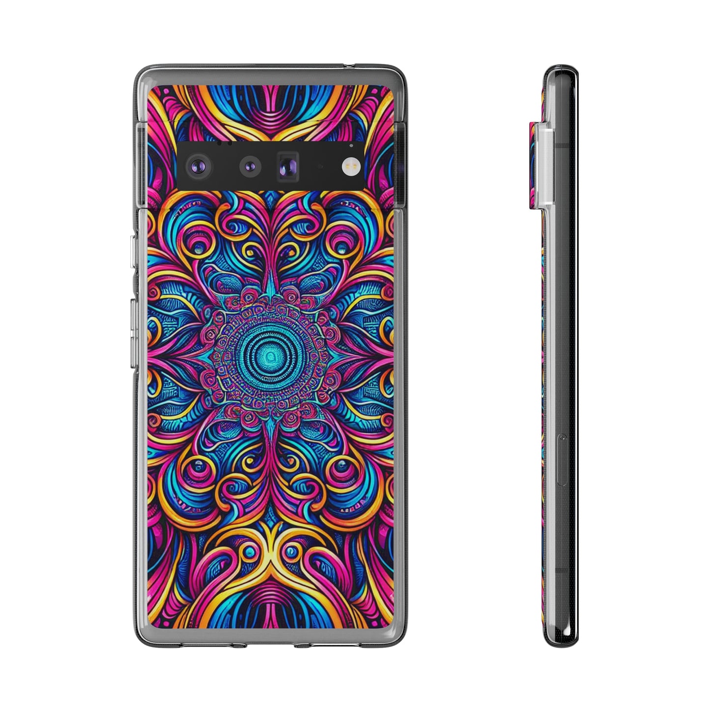 "Fantasia of Fluorescence" Infinity Patterns Art Polycarbonate Phone Case Samsung Galaxy s21 s22 Google Pixel 6 Iphone 11 12 13 14 Pro Max Mini Plus