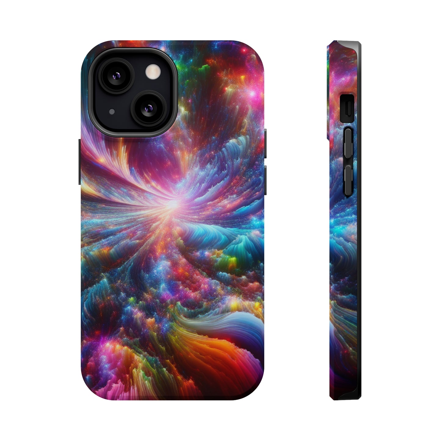 Neon Infinity Chromadrift. Neon Trippy Infinity Patterns Premium Art Magsafe Magnet Tough IPhone 13 14 15 Pro Plus Max and Mini in Matte and Glossy Phone cases
