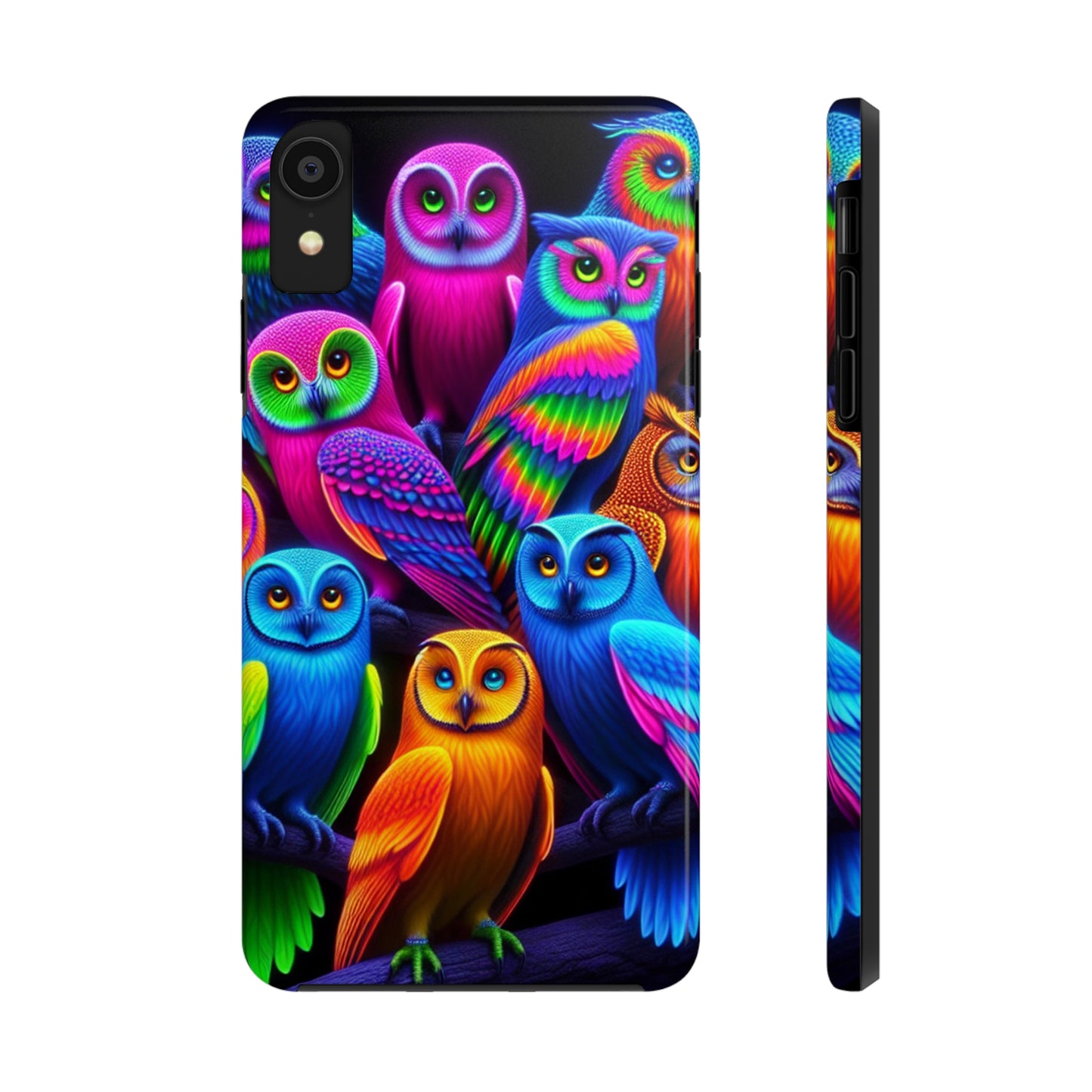 "Electric Vivid Night Owls" NEON Owls Tough Phone Case