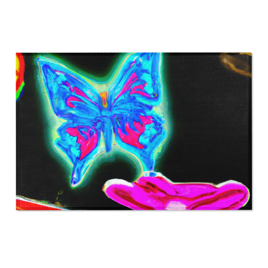 Vivid Nocturnal Nebula Butterflies & Mushrooms Area Rug