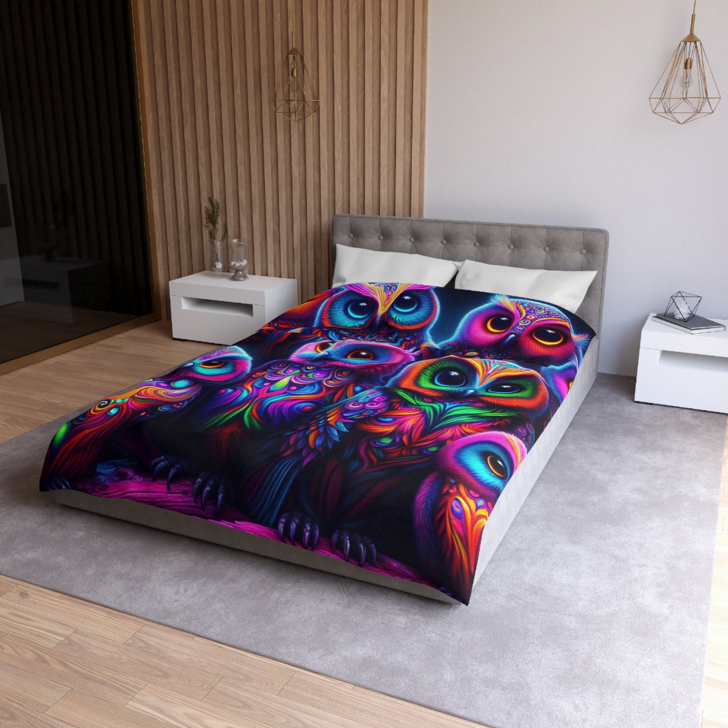 Giovanni di Saraco - NEON Owls Microfiber Duvet Cover
