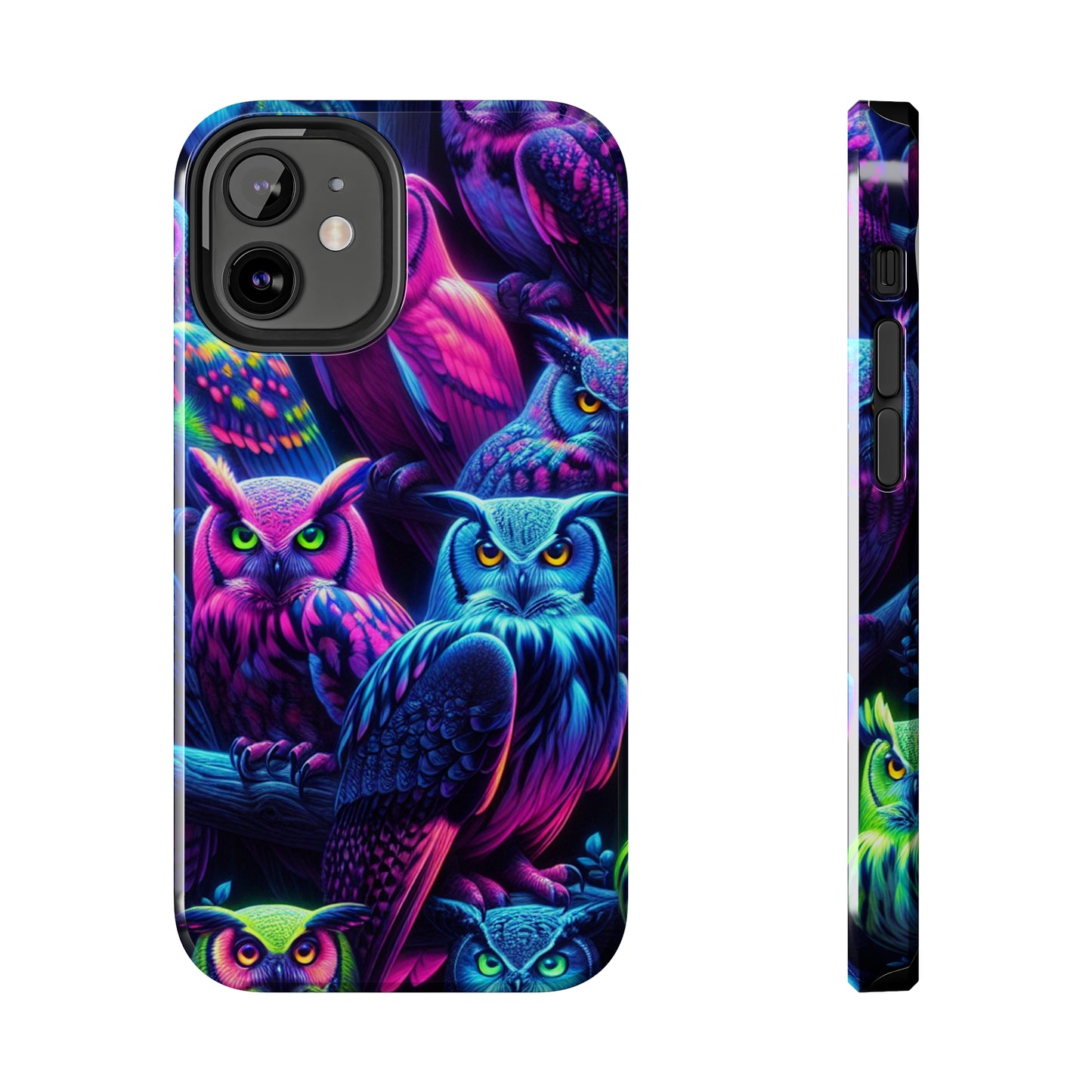 "Vivid Neon Nocturnal Symphony" NEON Owls Tough Phone Case