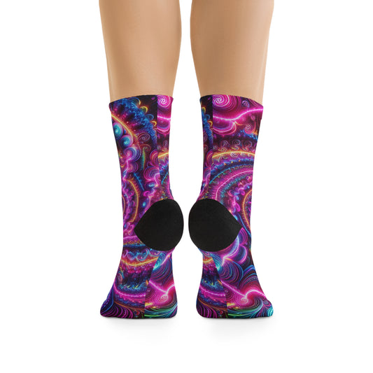 TDB Neon Infinity Galaxies. Trippy Recycled Poly Socks