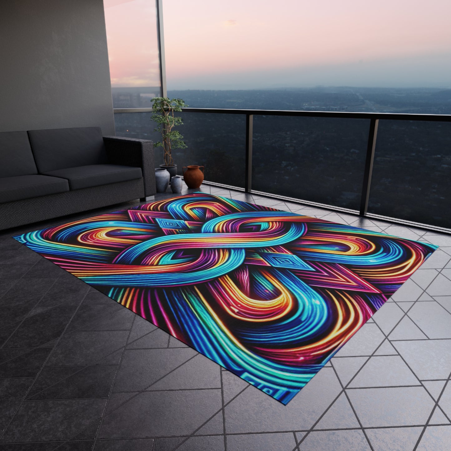 Interstellar Chromatopia. Infinity Patterns Outdoor Rug