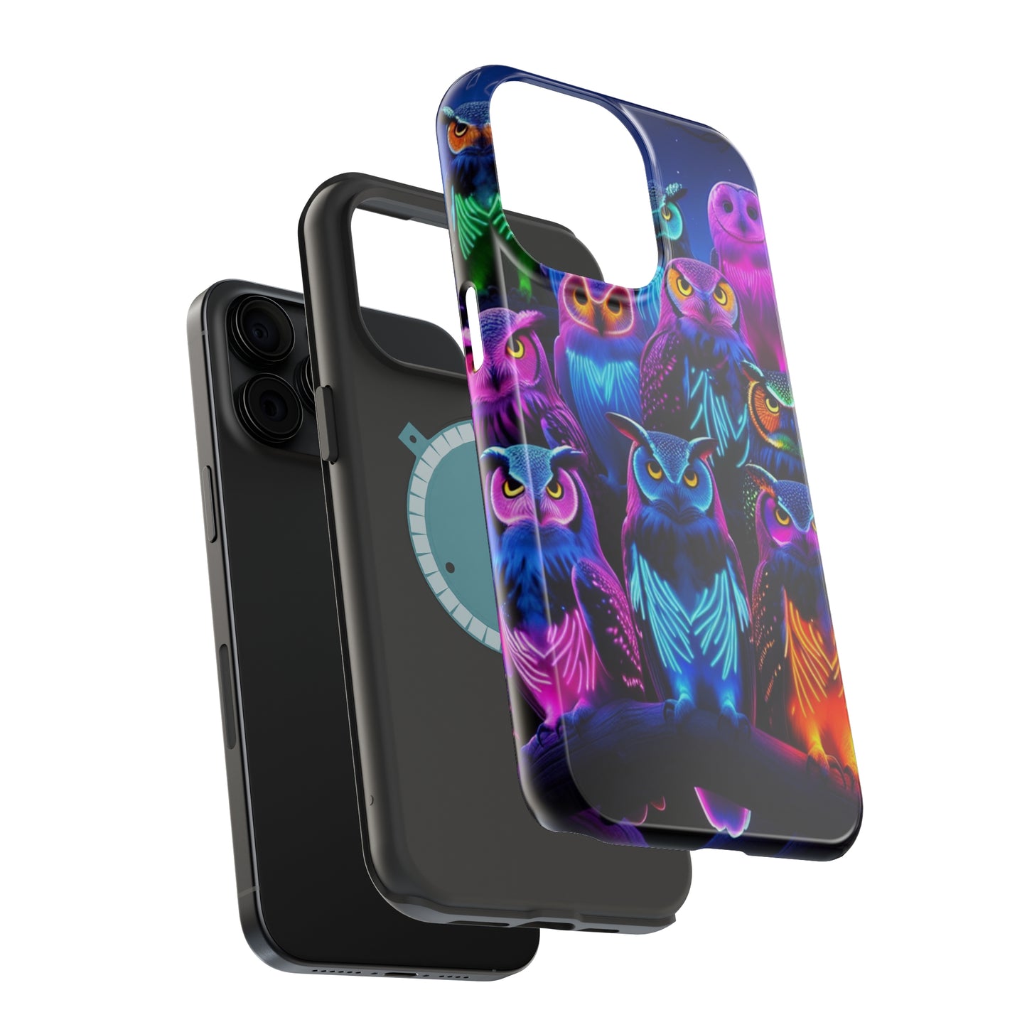 Neon Nocturne Owls. Neon Owls Premium Art Magsafe Magnet Tough IPhone 13 14 15 Pro Plus Max and Mini in Matte and Glossy Phone cases