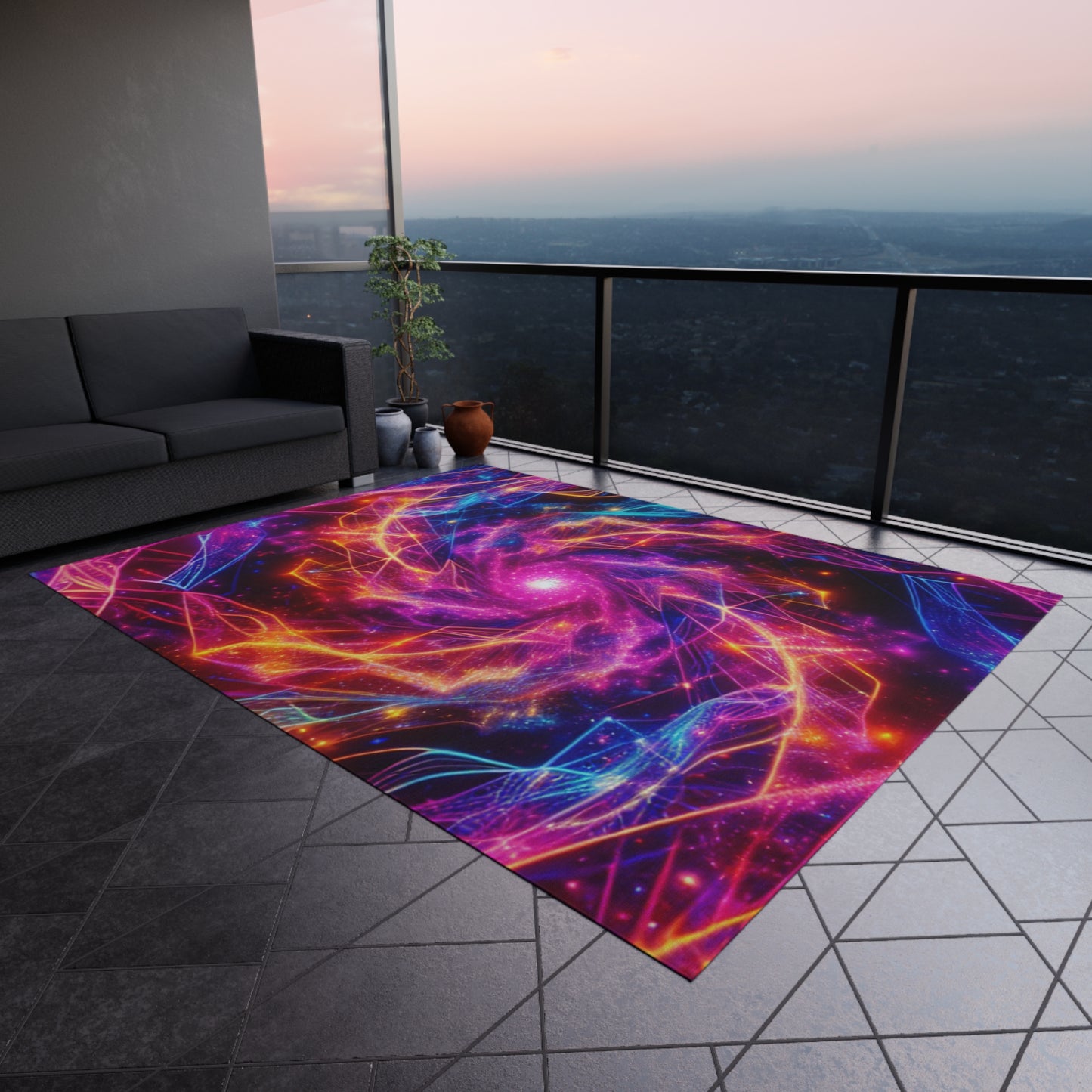 Neon Infinity Fantasia. Infinity Patterns Outdoor Rug