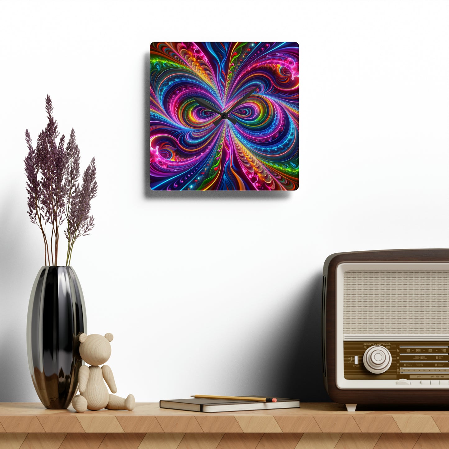 "Infinite Neon Bliss" Infinity Patterns Art Acrylic Clock