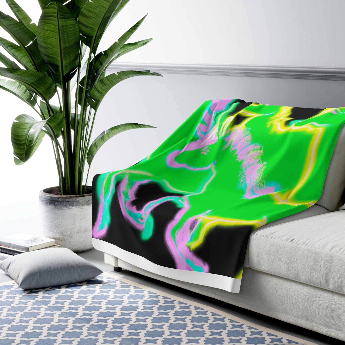 "Unicorn Discharge" - NEON Unicorns Art Sherpa Blanket