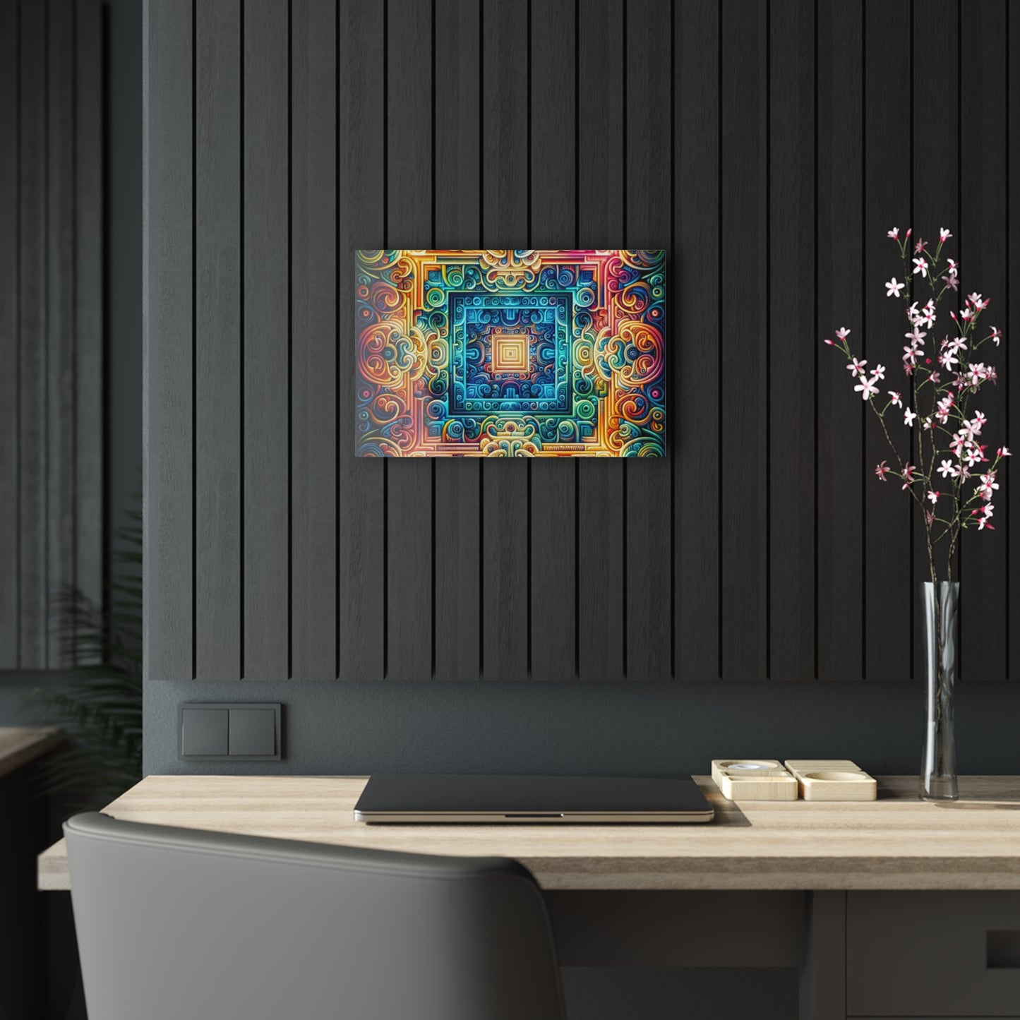 Neon Infinity Dreamscape. Trippy infity Pattern 1/4" Glossy Acrylic Art