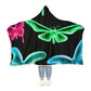 "Neon Splendor" - NEON Butterflies Art Hooded Snuggle Blanket