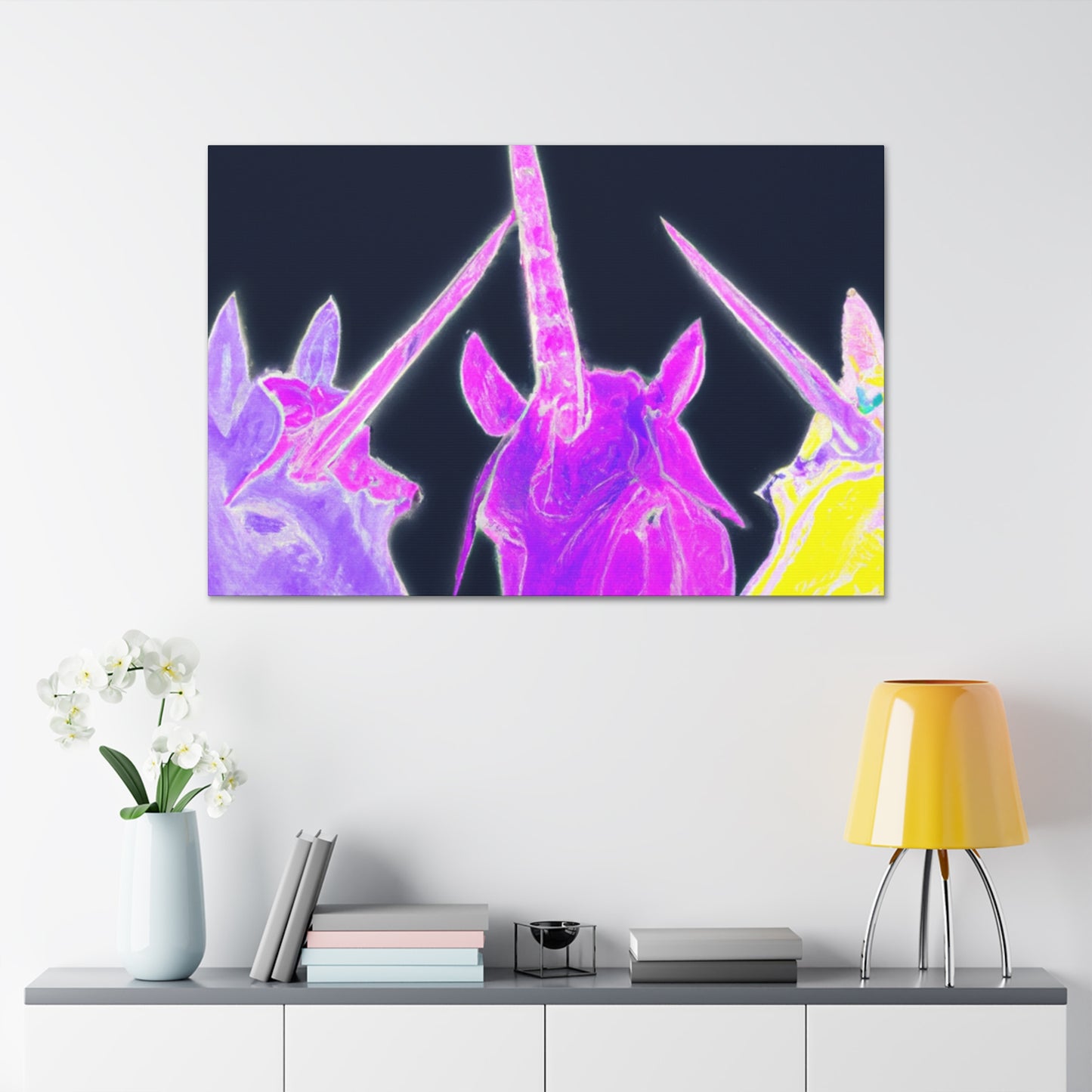 Neon Unicorn Dreamscape NEON Unicorns Art Canvas