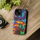 Neon Fantasia. Neon Butterflies and Mushrooms Premium Art Magsafe Magnet Tough IPhone 13 14 15 Pro Plus Max and Mini in Matte and Glossy Phone cases