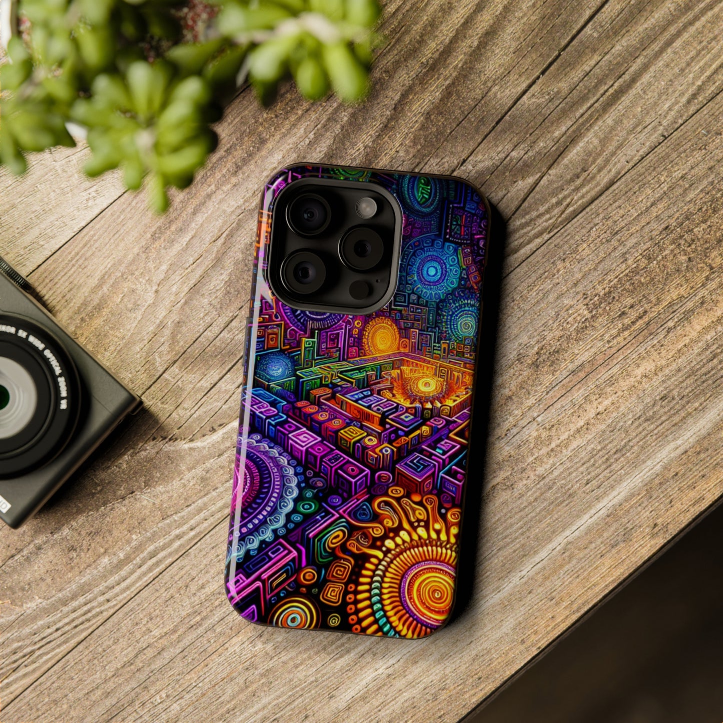 Vivid Voyage of Infinity Neon Splendor. Neon Trippy Infinity Patterns Premium Art Magsafe Magnet Tough IPhone 13 14 15 Pro Plus Max and Mini in Matte and Glossy Phone cases