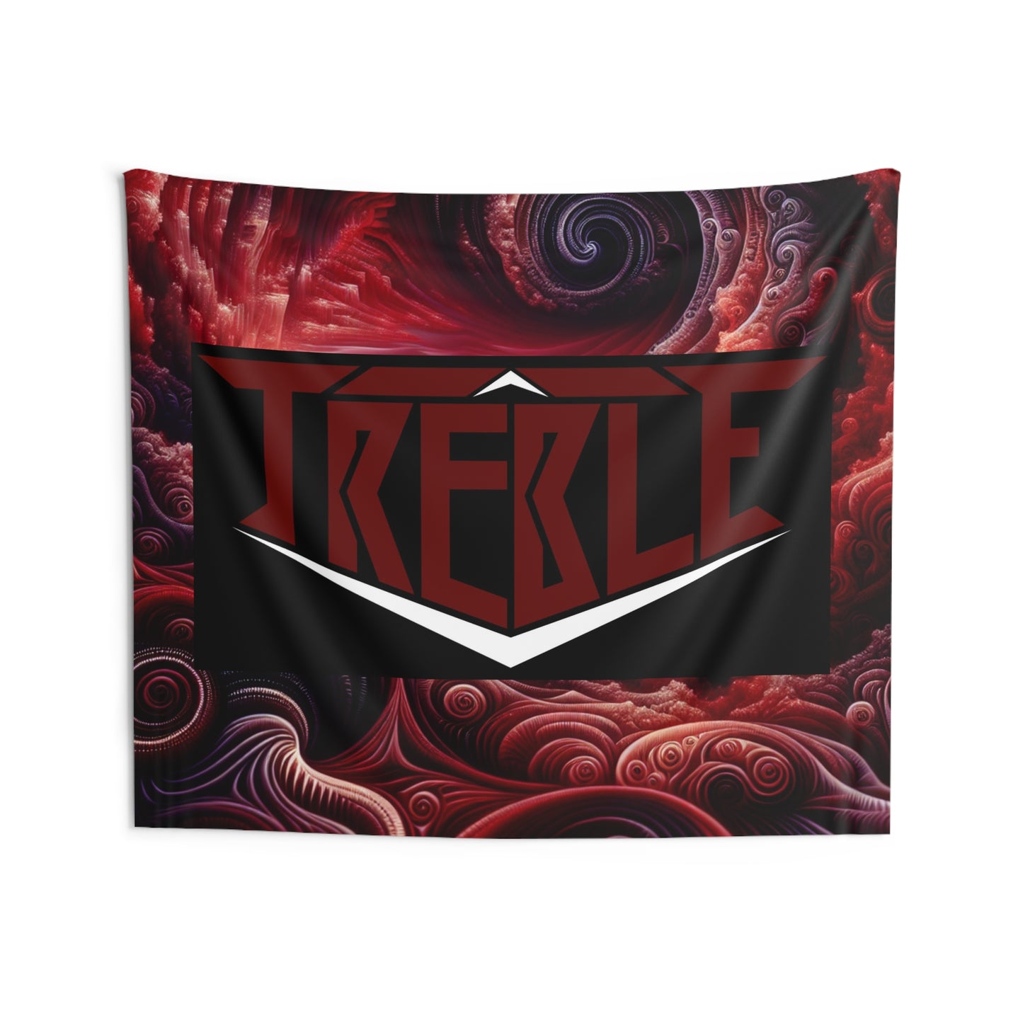 Treble Red Wine and Black Trippy Infiniti Red & Black Infinity Patterns Art Tapestry