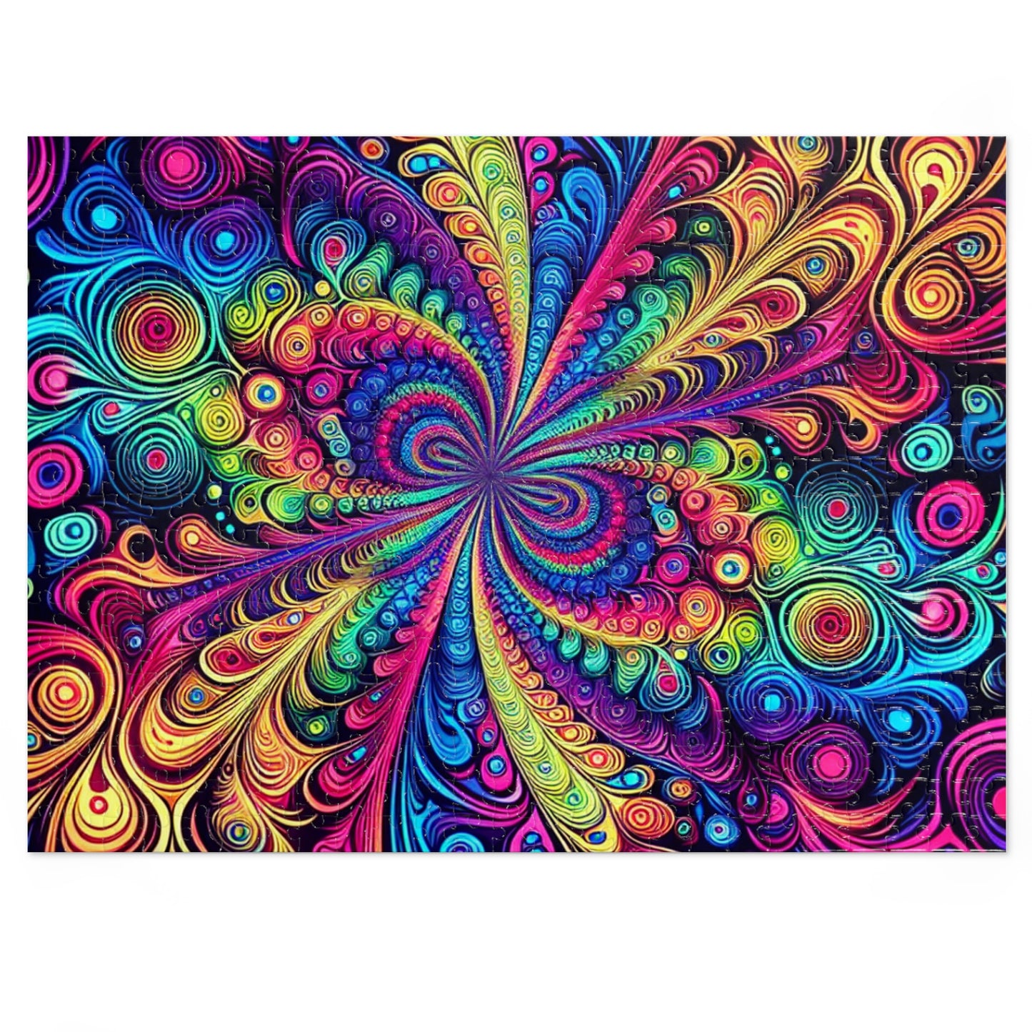 NeonInfinityVibe. - Neon Trippy Infinity Patterns Puzzle 30, 110, 252, and 1000 Pieces