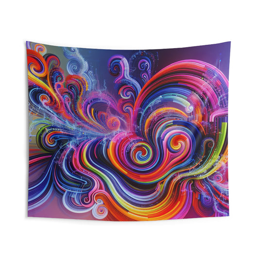Neon Dreams of Infinity Infinity Patterns Art Tapestry