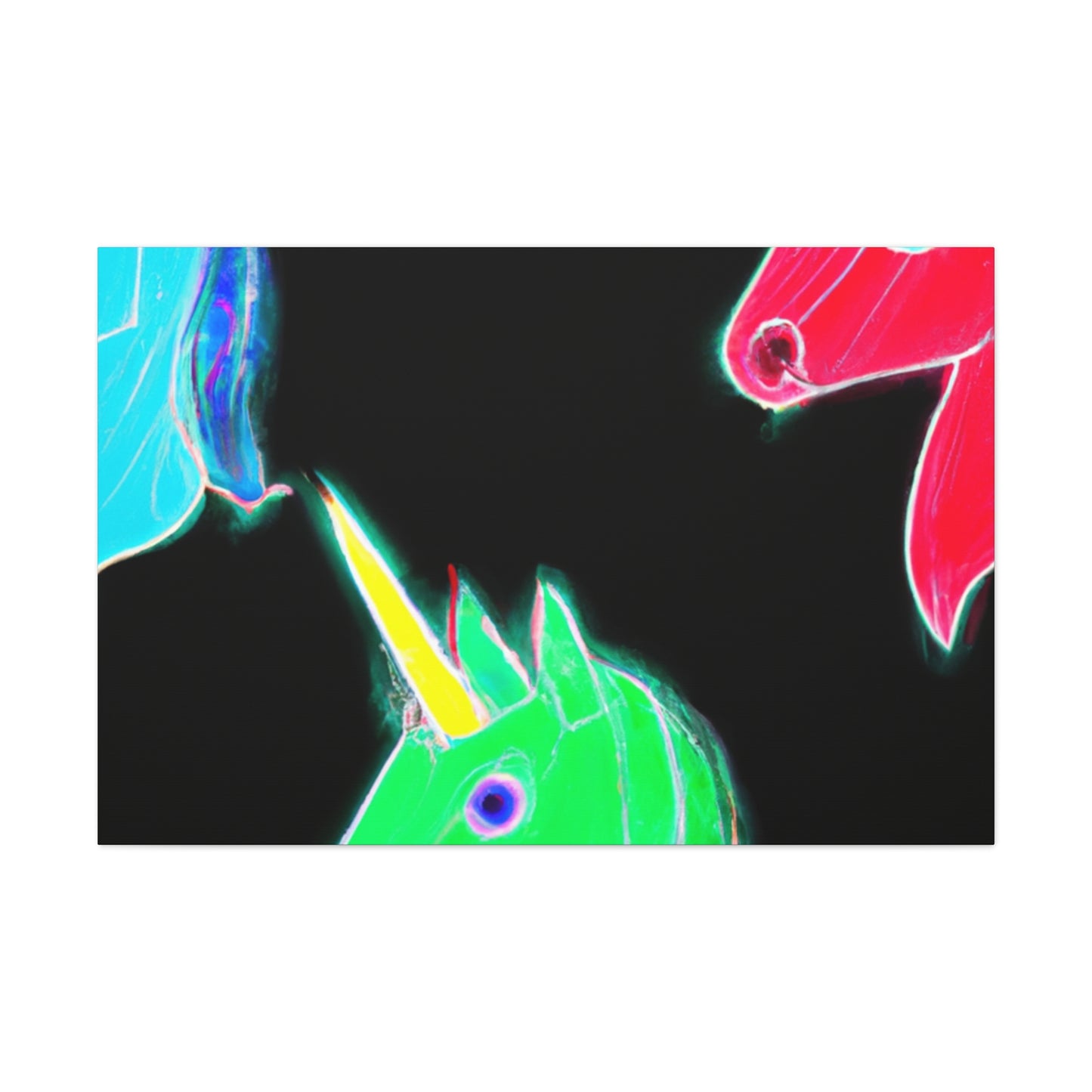 "Neon Rainbow Unicorn Cluster" NEON Unicorns Art Canvas