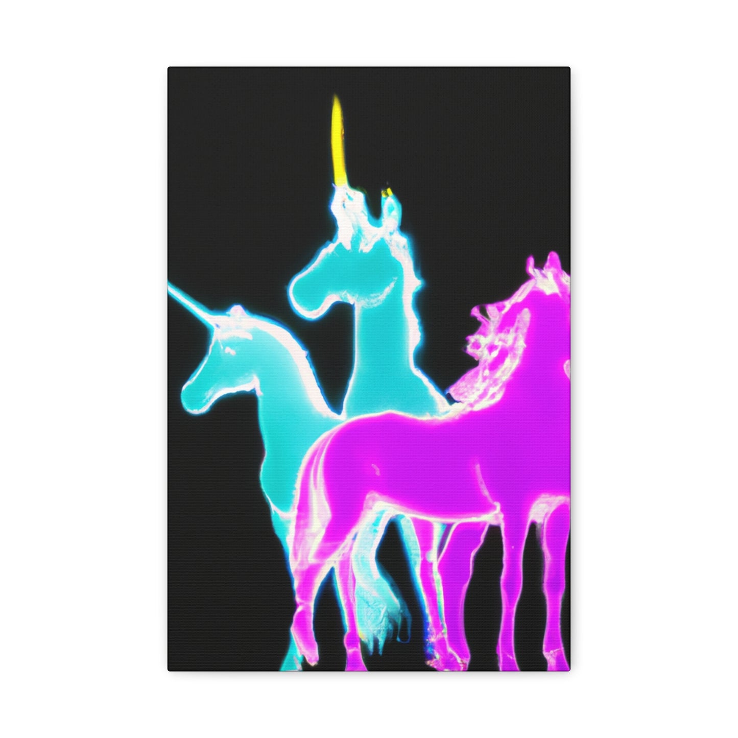 "Neonicorn Symphony" NEON Unicorns Art Canvas