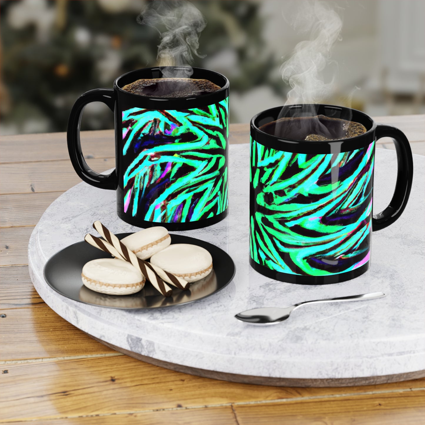 Neon Infinity Abyss. Trippy Infninty Patterns 11oz Black Mug