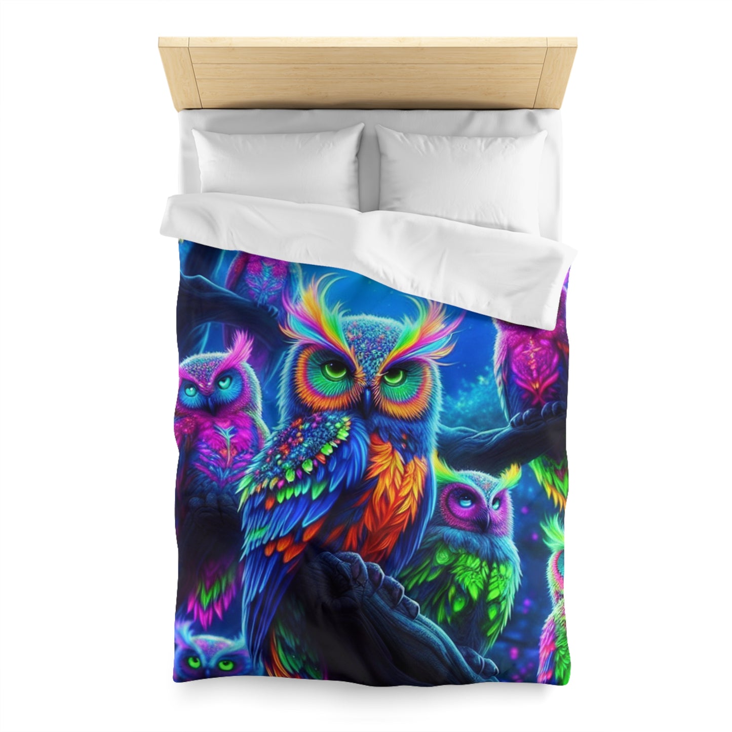 Giovanna de'Ravelo - NEON Owls Microfiber Duvet Cover