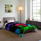 "Vibrant Nectar Dreamscape" Butterflies & Mushrooms Comforter Blanket