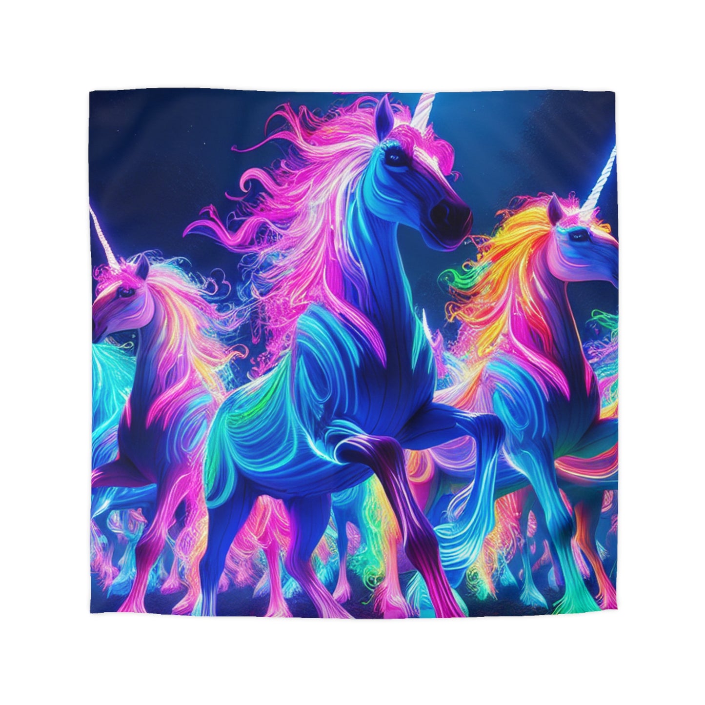 Gideon d'Lonac - NEON Unicorns Microfiber Duvet Cover