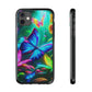 "Vivid Neon Flyaways" NEON Butterflies Art Polycarbonate Phone Case Samsung Galaxy s21 s22 Google Pixel 6 Iphone 11 12 13 14 Pro Max Mini Plus