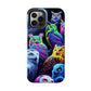 'Flock of Electric Flamses' NEON Owls Tough Phone Case