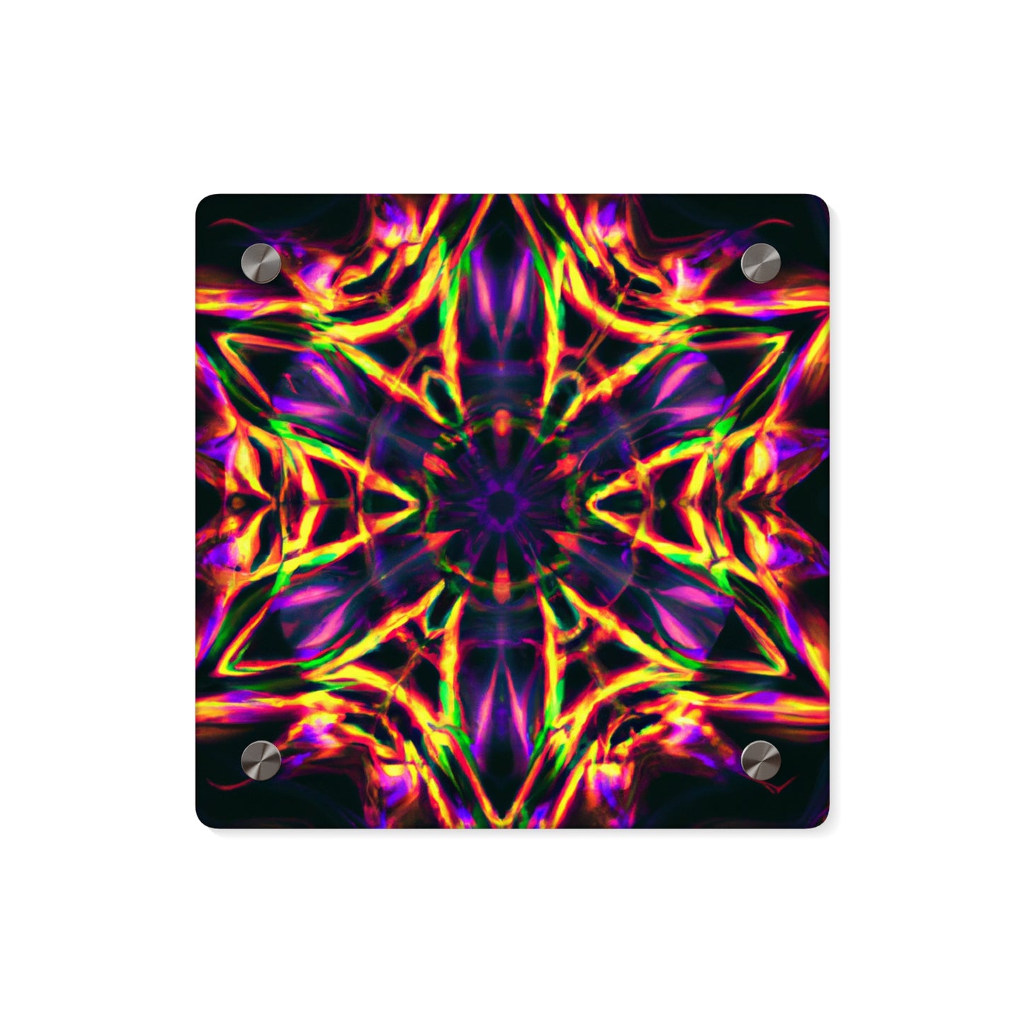 Neon Ascension. Trippy Infinity Patterns Acrylic Art Panel