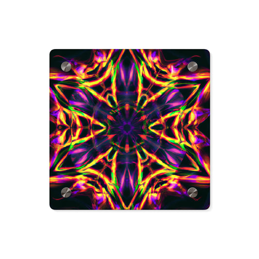 Neon Ascension. Trippy Infinity Patterns Acrylic Art Panel